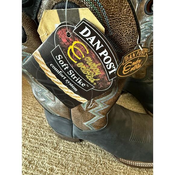 NEW Dan Posts Duece Cowboy Boots Size 10 Blqck/Brown/Blue/White Leather Sq Toe‎ - Picture 5 of 8